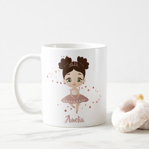 Little Girl Dancing Ballerina Princess Rose Gold Coffee Mug