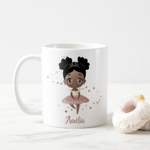Little Girl Dancing Ballerina Princess, Rose Gold Coffee Mug