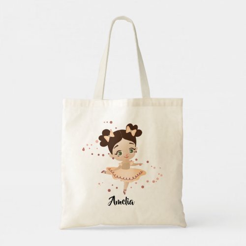 Little Girl Dancing Ballerina wBows Rose Gold Tote Bag