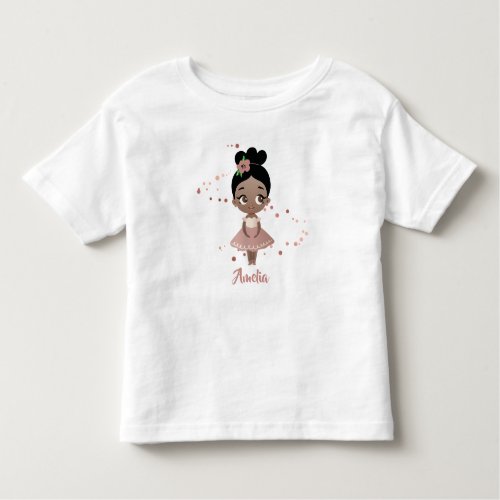 Little Girl Dancing Ballerina wFlower Rose Gold Toddler T_shirt