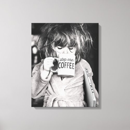 Little Girl Drinking Coffee Canvas Print