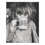 Little Girl Drinking Coffee Faux Canvas Print at Zazzle