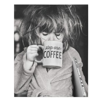 Little Girl Drinking Coffee Faux Canvas Print by AvantiPress at Zazzle