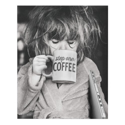 Little Girl Drinking Coffee Faux Canvas Print