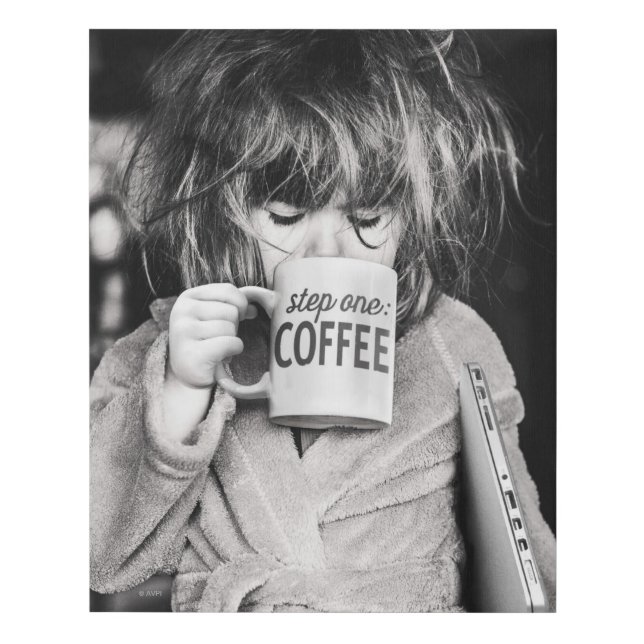Little Girl Drinking Coffee Faux Canvas Print (Front)