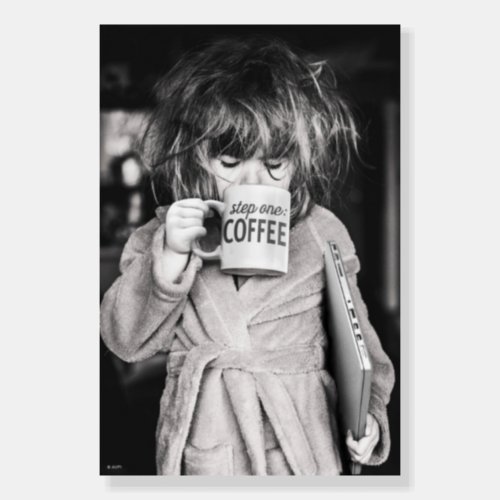 Little Girl Drinking Coffee Foam Board