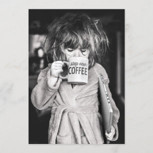 Little Girl Drinking Coffee Invitation
