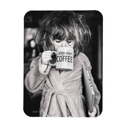 Little Girl Drinking Coffee Magnet