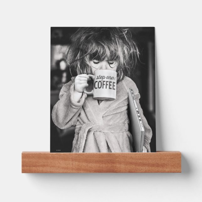 Little Girl Drinking Coffee Picture Ledge (Front)