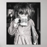 Little Girl Drinking Coffee Poster at Zazzle
