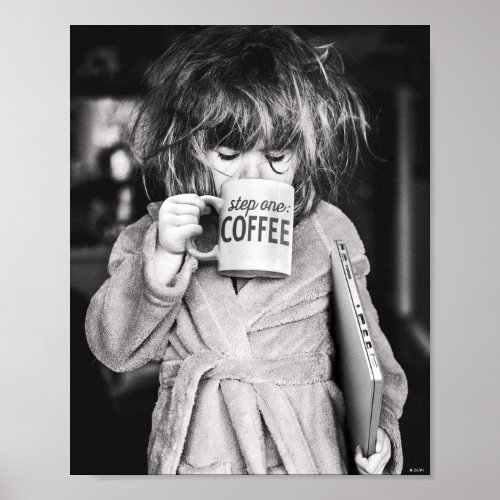 Little Girl Drinking Coffee Poster