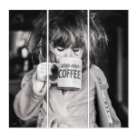 Little Girl Drinking Coffee Triptych