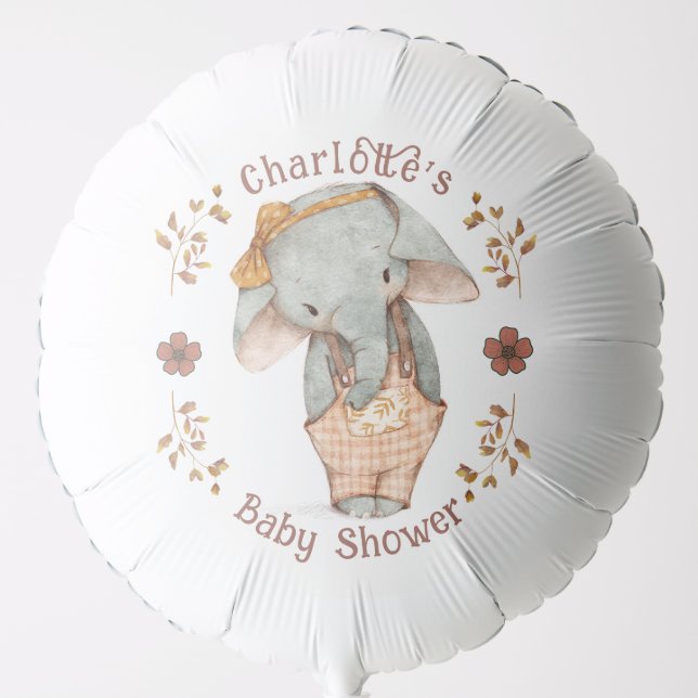 Little Girl Elephant Baby Shower Balloon (Front)
