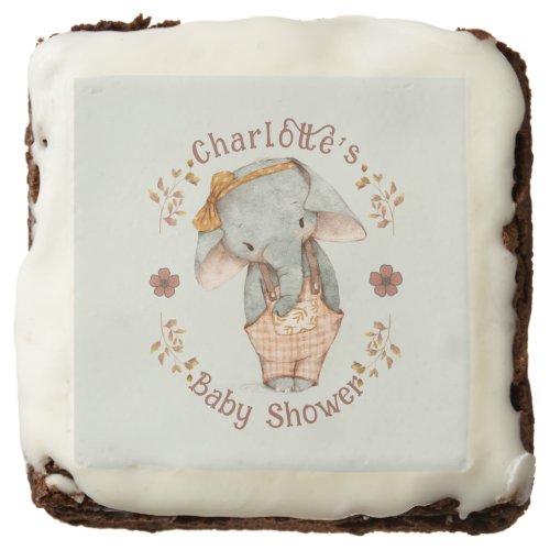 Little Girl Elephant Baby Shower Brownie