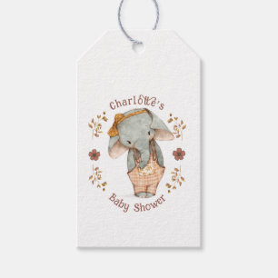 Little Girl Elephant Baby Shower Gift Tags