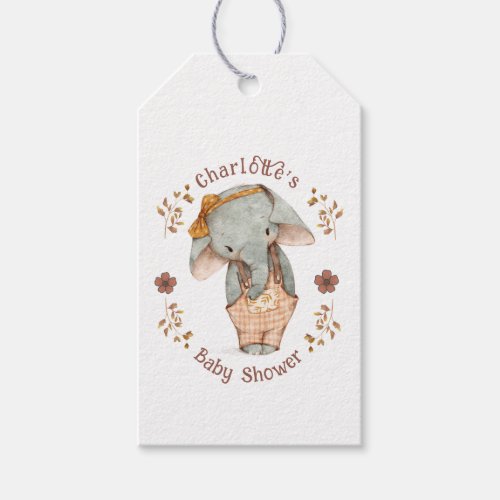 Little Girl Elephant Baby Shower Gift Tags