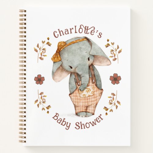 Little Girl Elephant Baby Shower Notebook