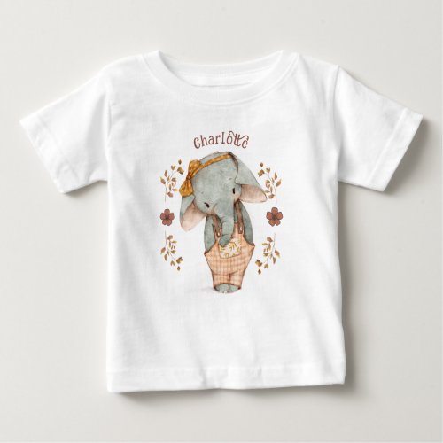 Little Girl Elephant Personalized Throw Pillow Baby T_Shirt