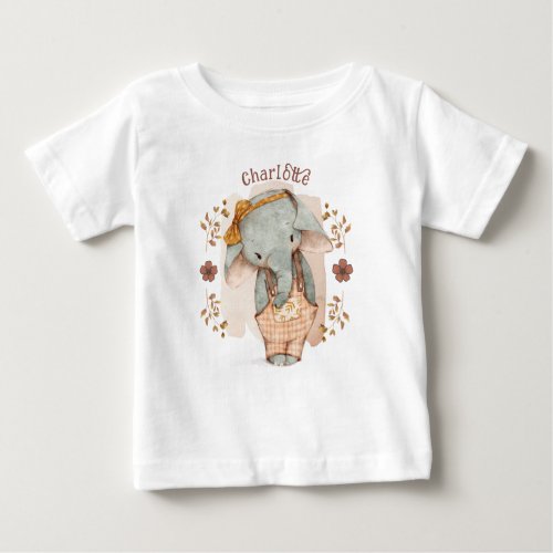 Little Girl Elephant Personalized Throw Pillow Baby T_Shirt