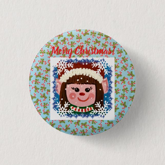 Little Girl Elf Button (Front)