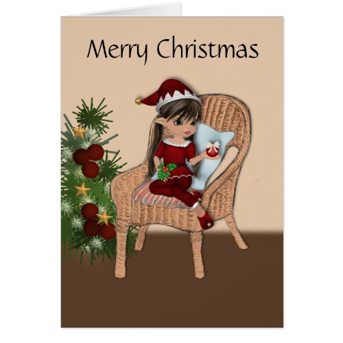 Little Girl Elf in a Wicker Chair