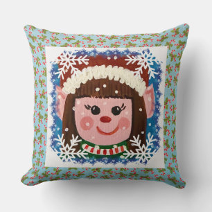 Little Girl Elf Throw Pillow