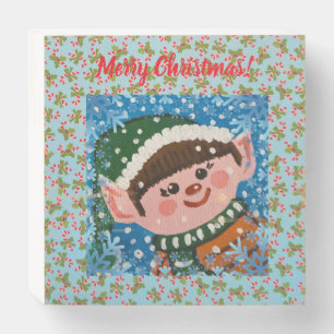 Little Girl Elf Wooden Box Sign