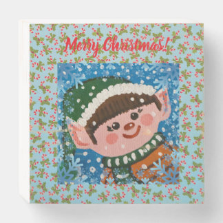 Little Girl Elf Wooden Box Sign