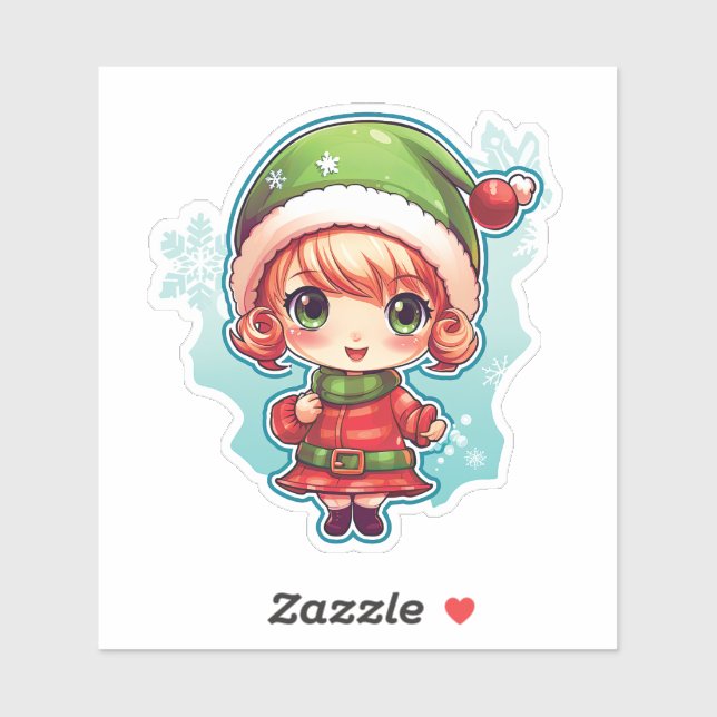 Little Girl Elf Xmas Magic Sticker (Sheet)