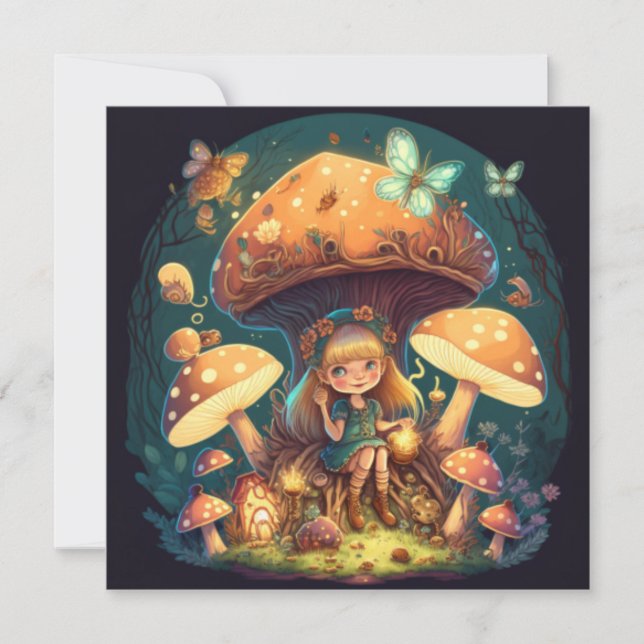 Little girl elve among mushrooms (Front)