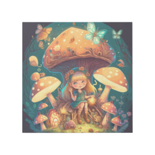 Little girl elve among mushrooms gallery wrap