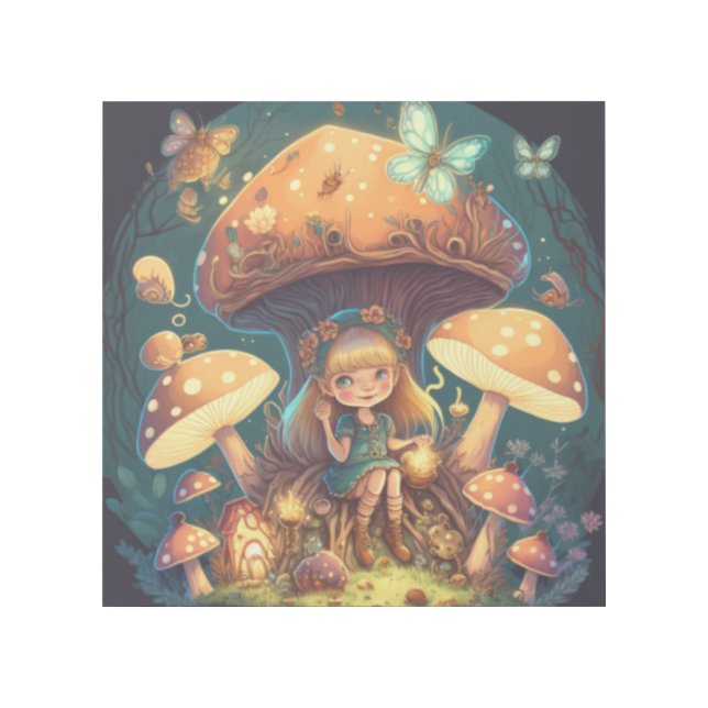Little girl elve among mushrooms gallery wrap (Front)