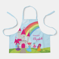 Little Girl Fairy Princess with Rainbow and Castle