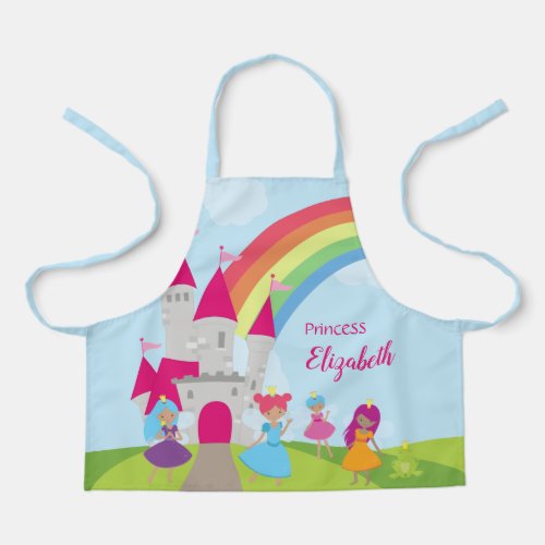 Little Girl Fairy Princess with Rainbow and Castle Apron