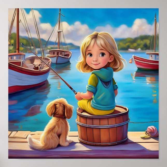 Little girl fishing poster (Front)
