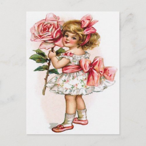 Little Girl Floral Dress Rose Mothers Day Card