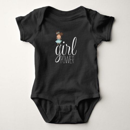 Little girl girl power green and black baby  baby bodysuit