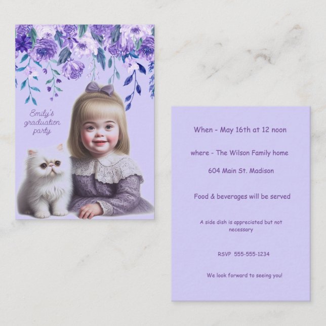 Little Girl Graduation Invitation (Front/Back)