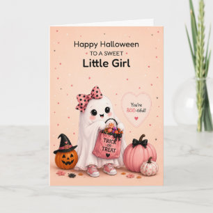 Little Girl Halloween Cute Ghost Card