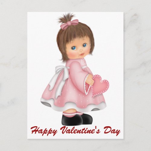 Little Girl Happy Valentines Day Postcards