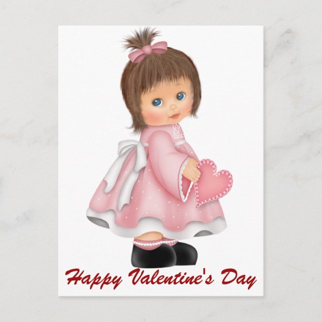 Little Girl Happy Valentine's Day Postcards (Front)