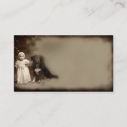 Little Girl &amp; Her Dog- Prim Biz Cards Business Card Template