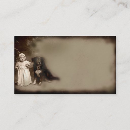 Customizable Little Girl &amp; Her Dog- Prim Biz Cards Business Card Template