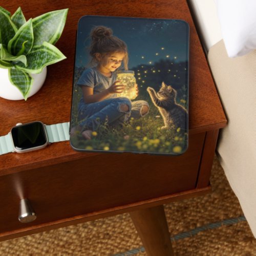Little Girl Holding a Jar of Fireflies Kindle Cover