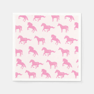 Little Girl Horse Lover Pink Glitter Birthday Napkins