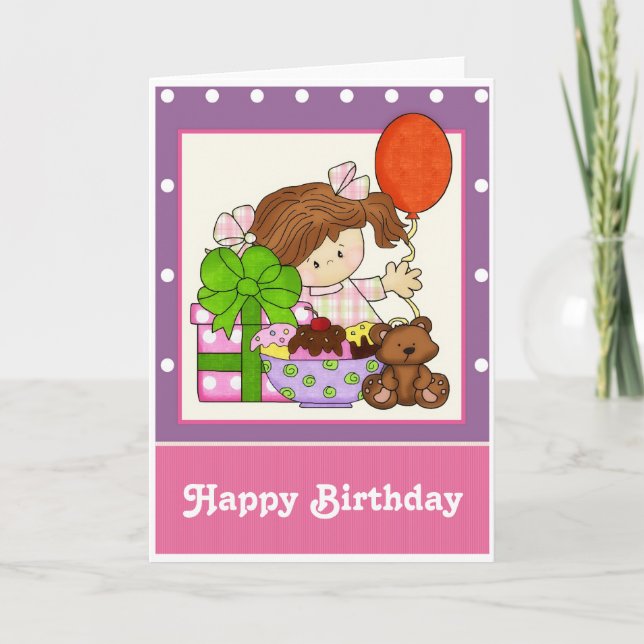 Little Girl Ice Cream Customize Birthday Card 1 (Front)