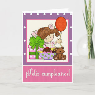 Little Girl Ice Cream Spanish Birthday Card 1