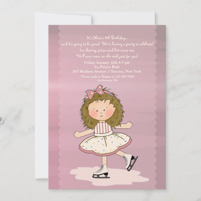 Little Girl Ice Skater Invitation (Front)