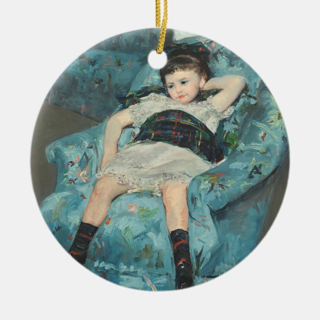 Little Girl in a Blue Armchair, 1878 (oi Ceramic Ornament (Front)