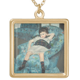 Little Girl in a Blue Armchair, 1878 (oi Gold Plated Necklace